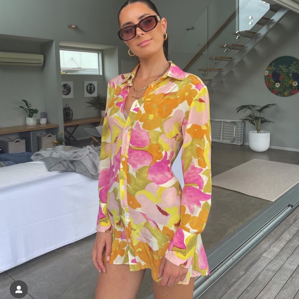Withjean , jean kelly floral long sleeve dress in small